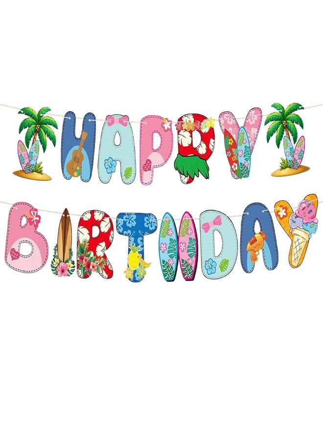 NF orange Hawaiian Party Birthday Banner, Tropical Luau Blue Cartoon Party Decorations - Image 1